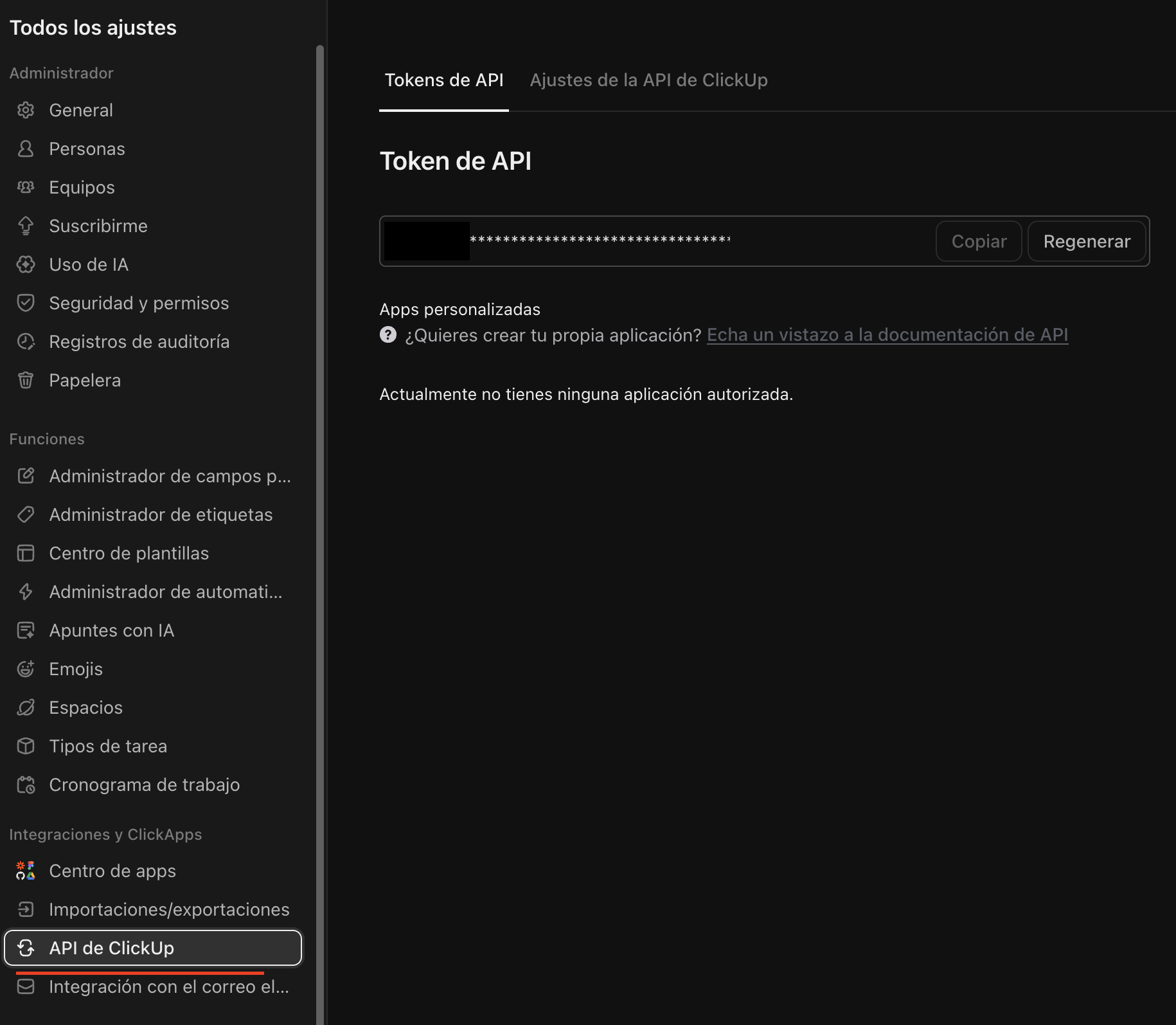 Barra lateral de Settings → Apps